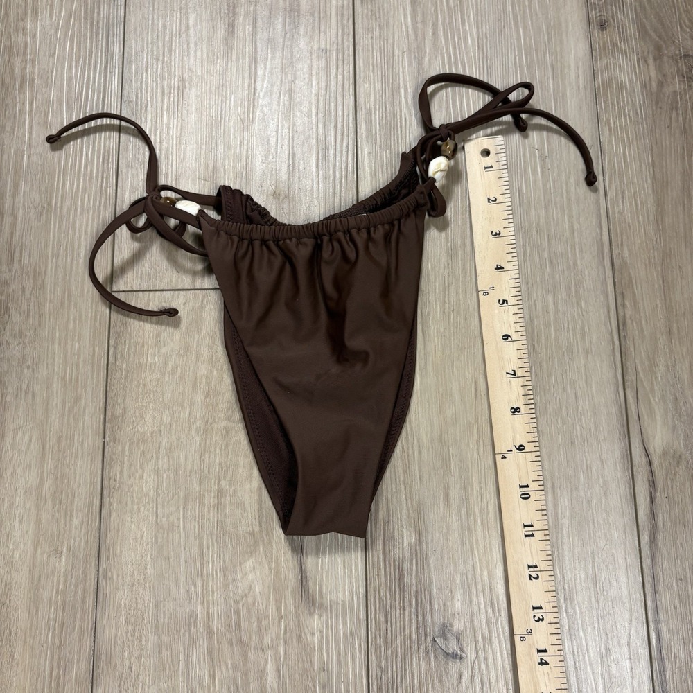 Abercrombie & Fitch Women's Brown Bikini Swim Suit Small Tie Shells - Picture 3 of 5